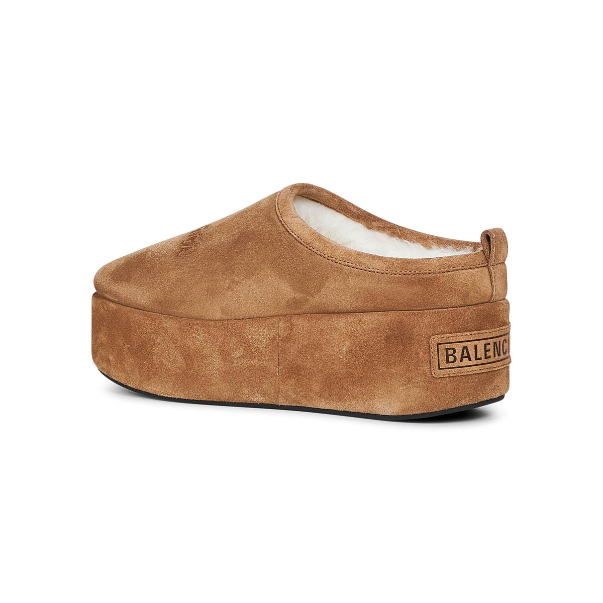 Balenciaga Women Camel Alaska Soft Platform Mules