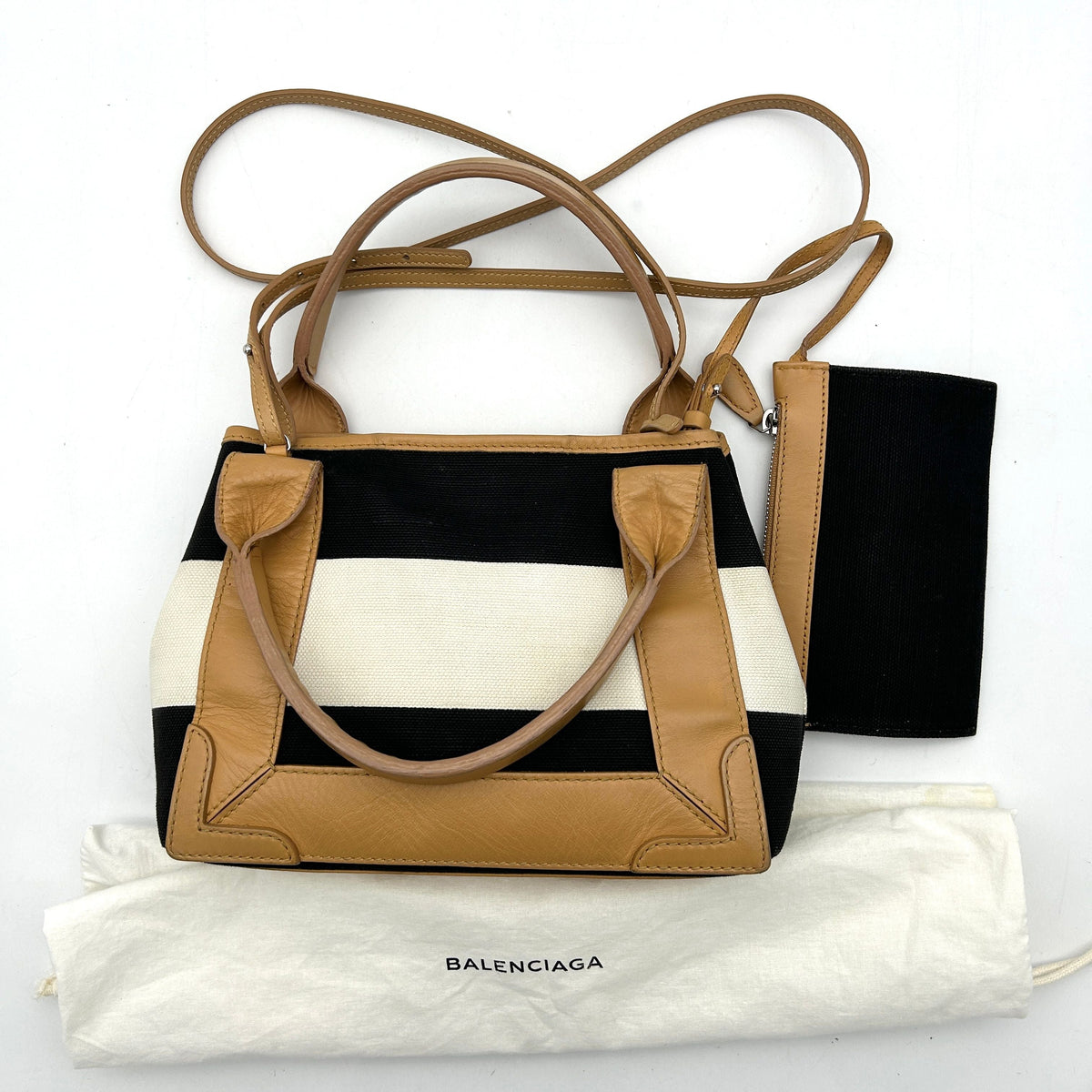 balenciaga Black Navy Cabas S Canvas Tote Bag Multiple colors Leather Cloth Pony LA7168