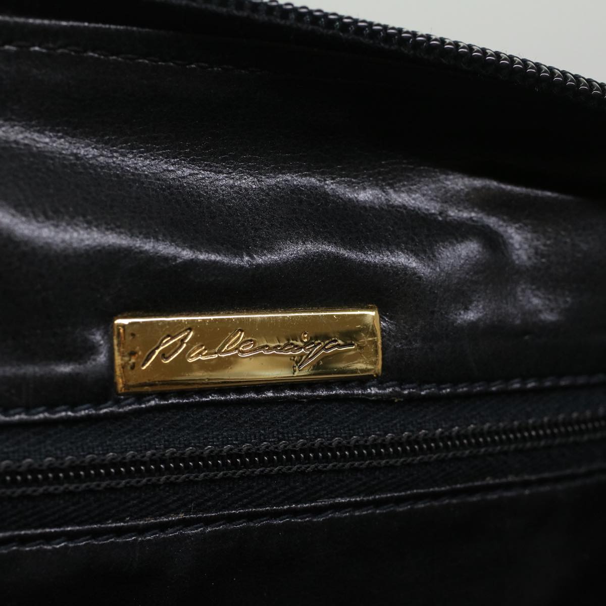 balenciaga Boston Bag Vintage Leather Black Auth am4980