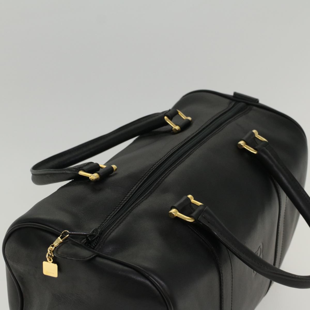 balenciaga Boston Bag Vintage Leather Black Auth am4980