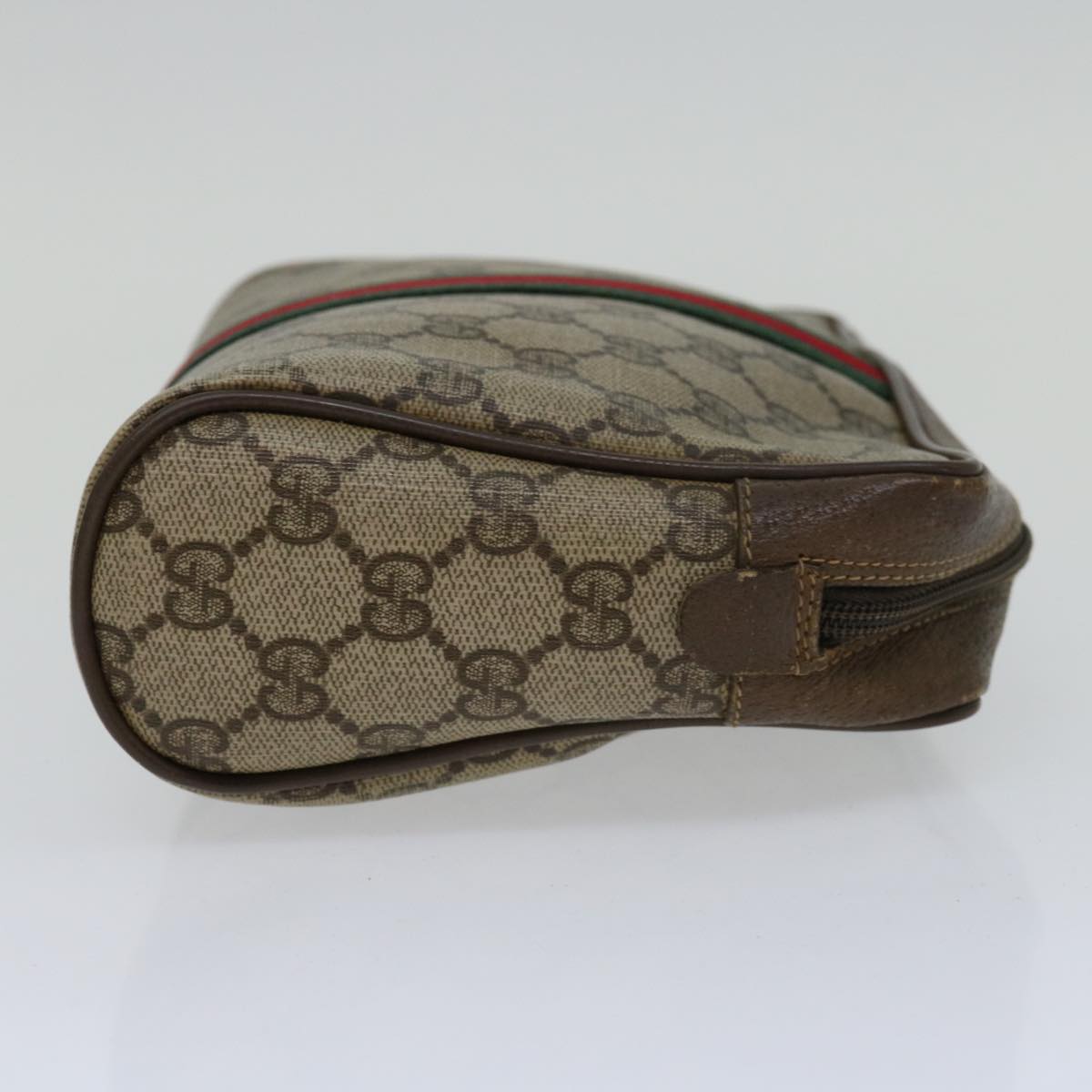 GUCCI GG Supreme Web Sherry Line Clutch Bag PVC Beige Red 89 01 012 Auth am5802