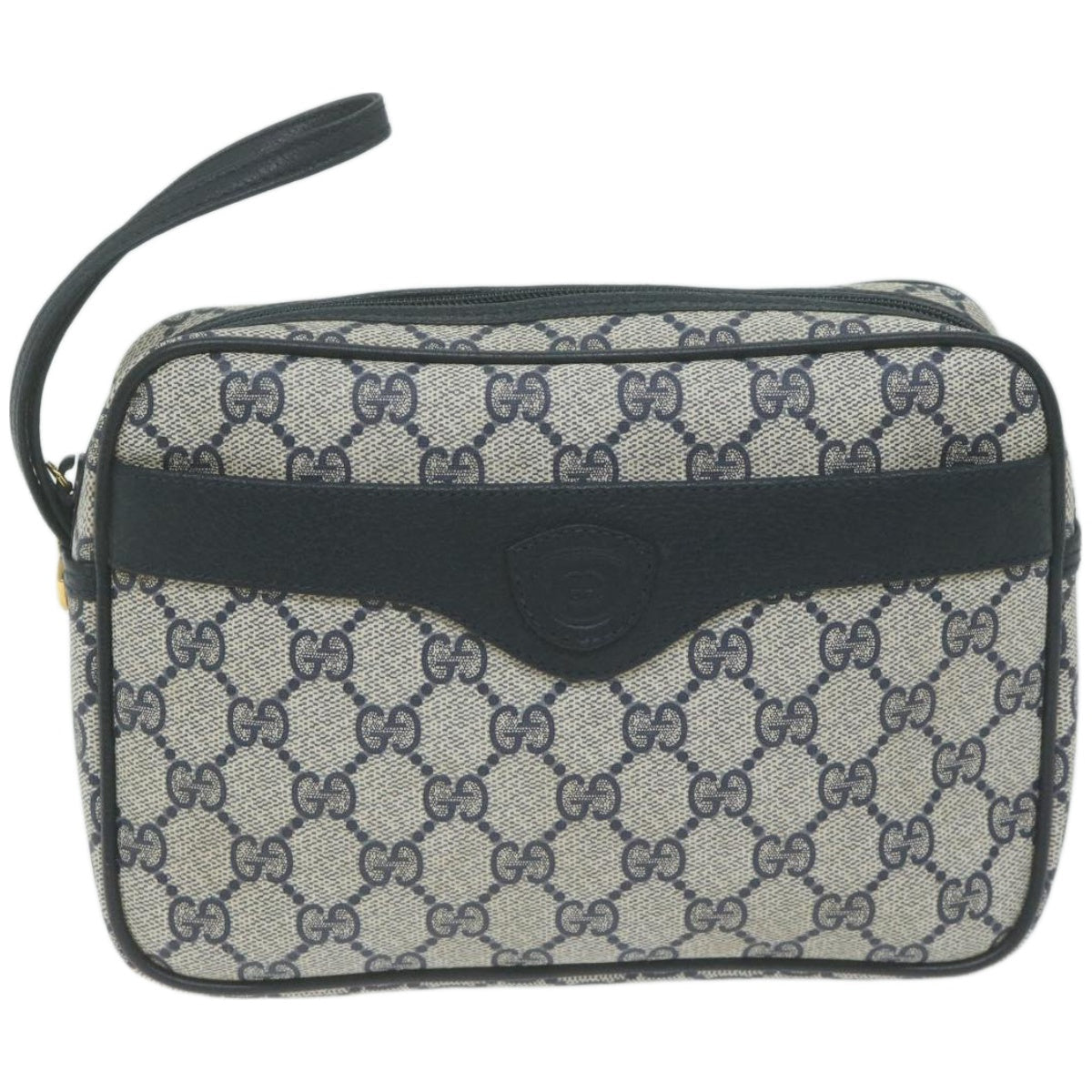 GUCCI GG Supreme Clutch Bag PVC Navy Auth am5841