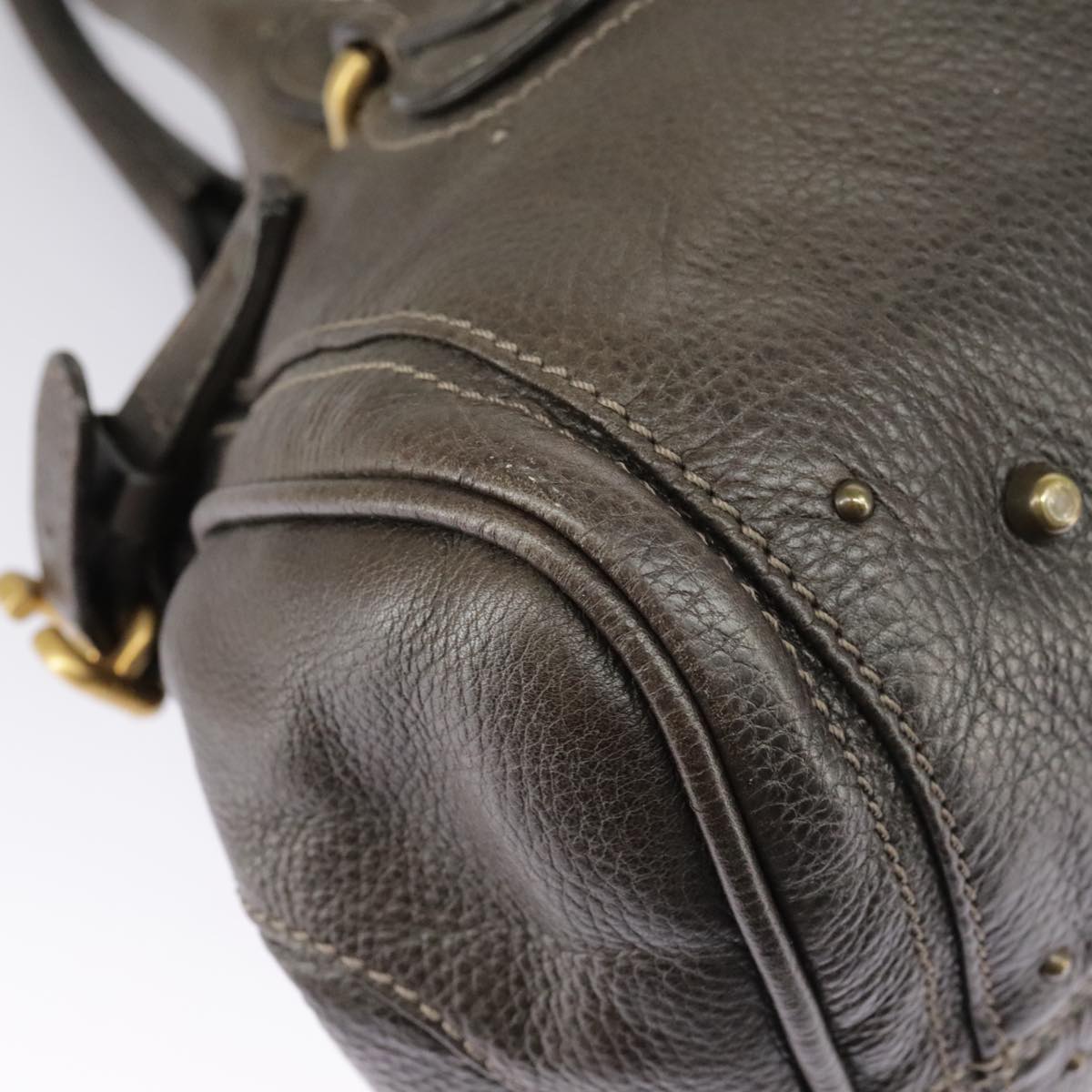 Chloe Paddington Hand Bag Leather Brown Gold Silver am7257