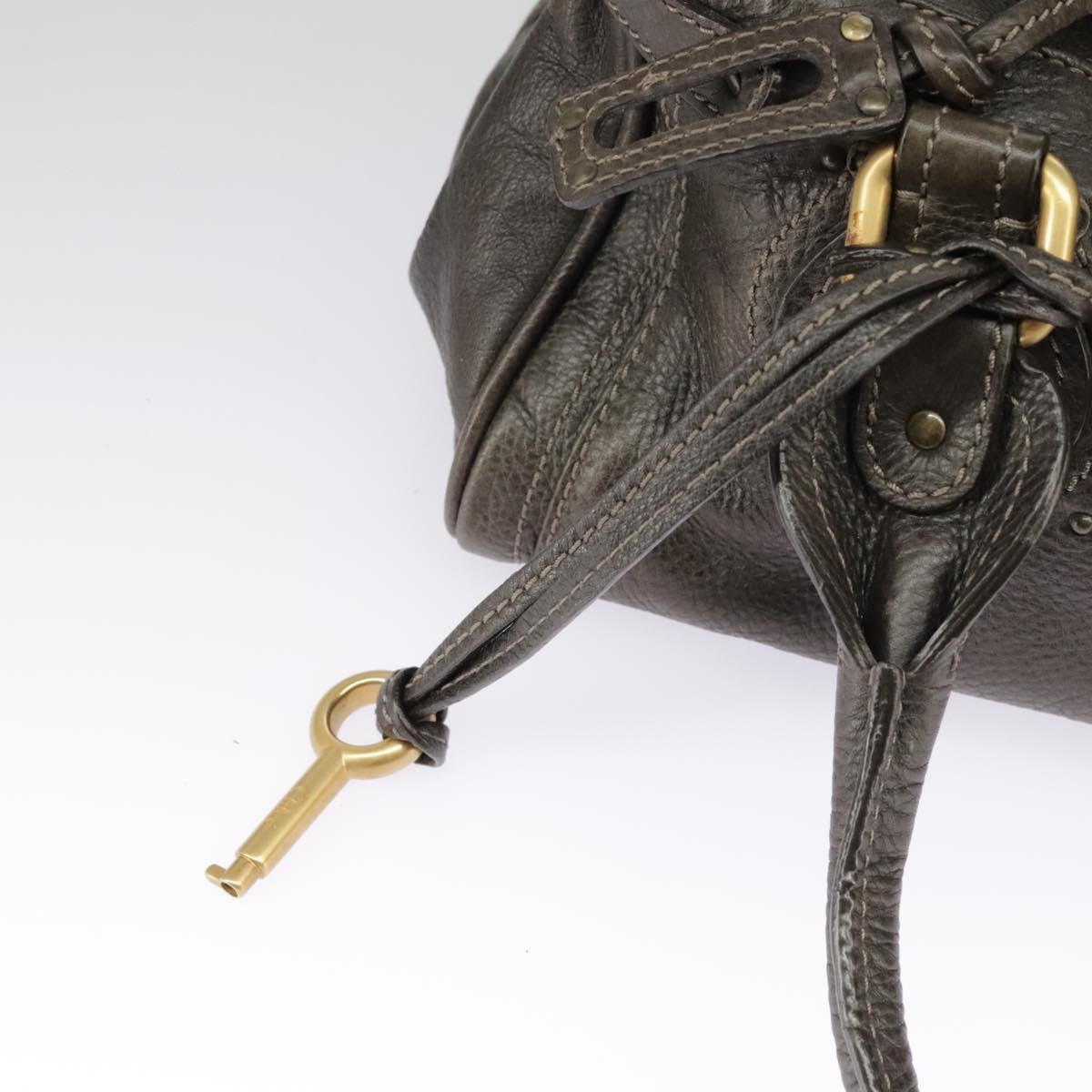 Chloe Paddington Hand Bag Leather Brown Gold Silver am7257
