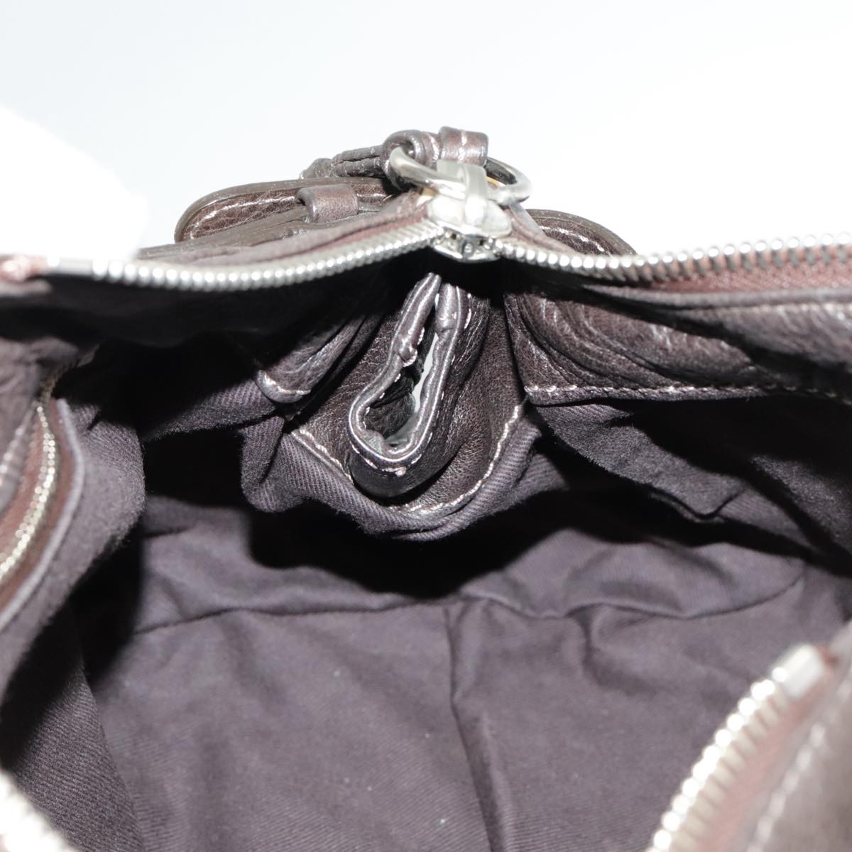 Chloe Paddington Hand Bag Leather Brown Gold Silver am7257