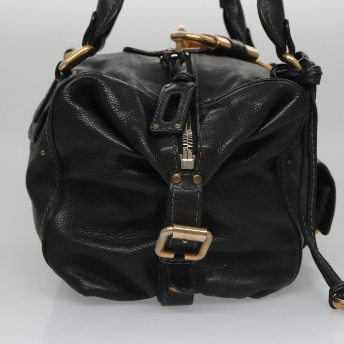 Chloe Paddington Hand Bag Leather Black Gold am7384