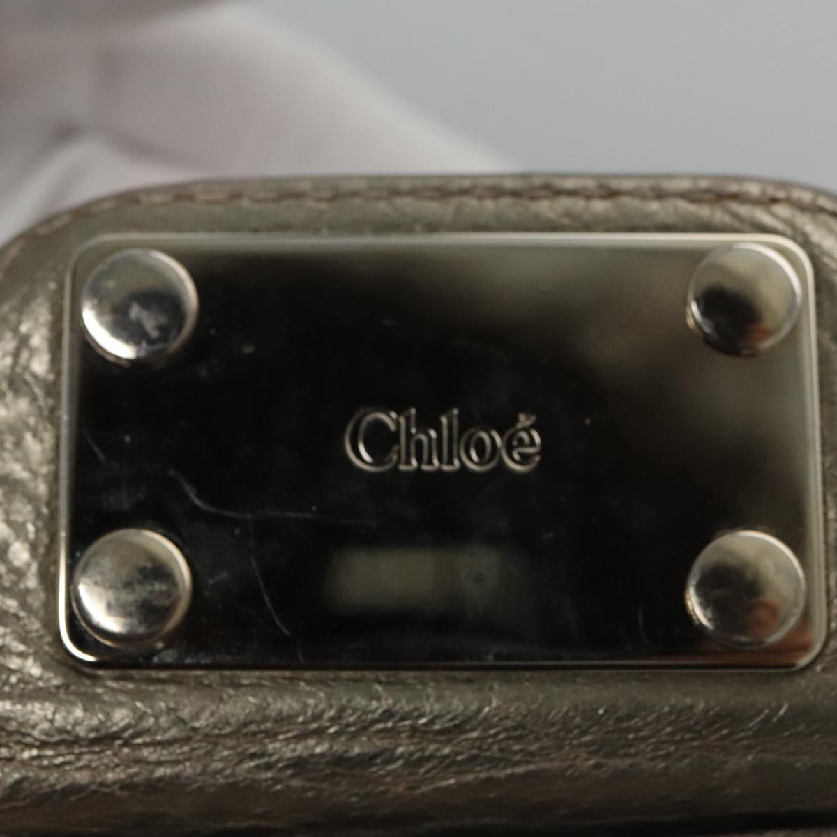 Chloe Paddington Hand Bag Leather Bronze Gold Silver am7387