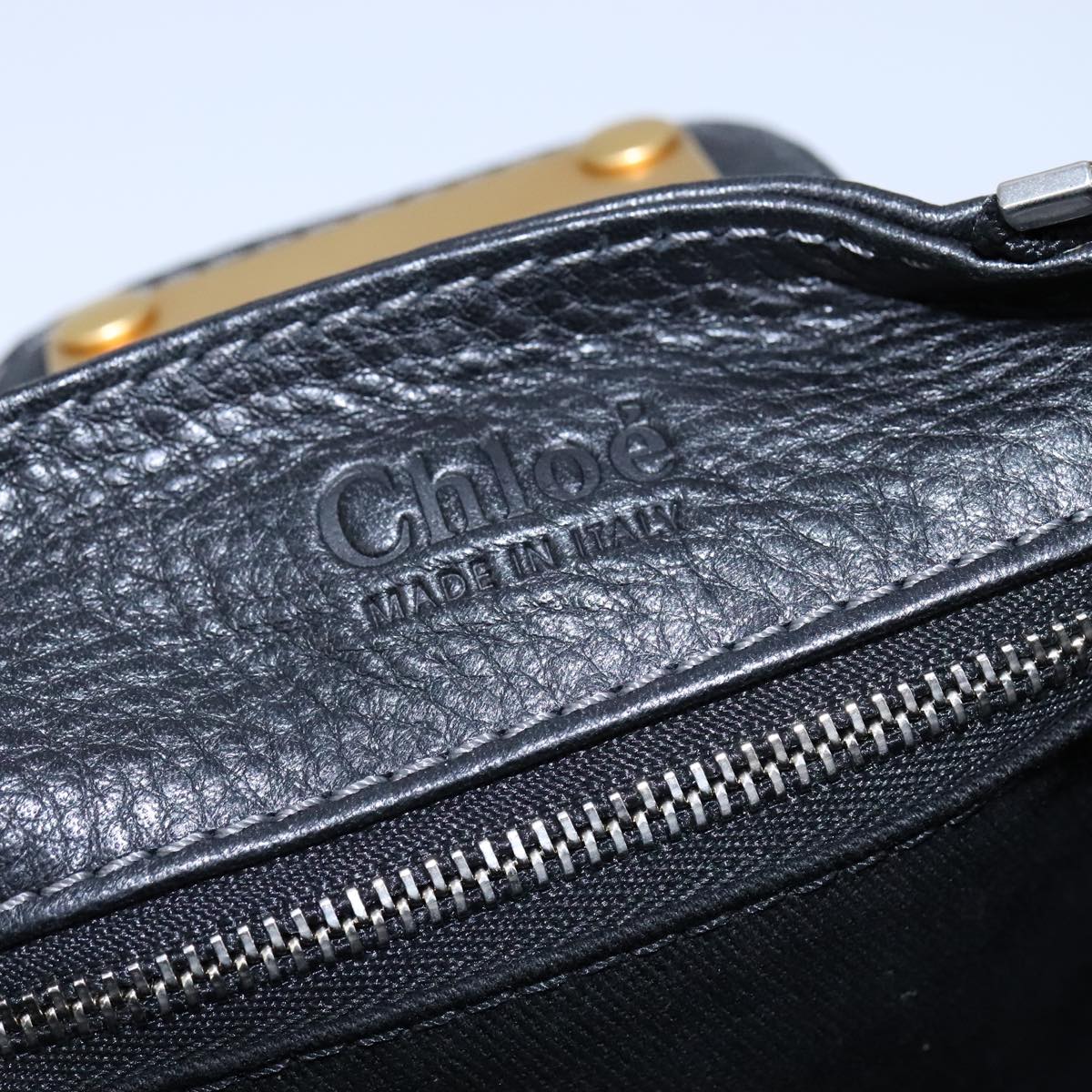 Chloe Paddington Hand Bag Leather Black Gold Silver am7417A
