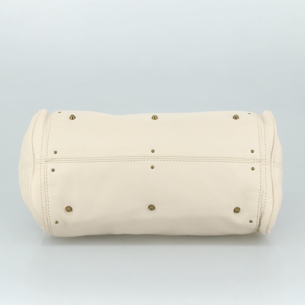Chloe Paddington Hand Bag Leather White Gold Silver am7419