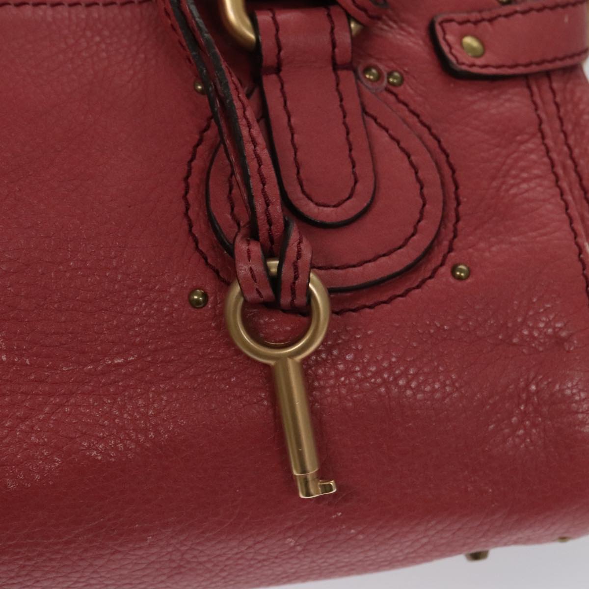 Chloe Paddington Hand Bag Leather Pink Gold Silver am7422
