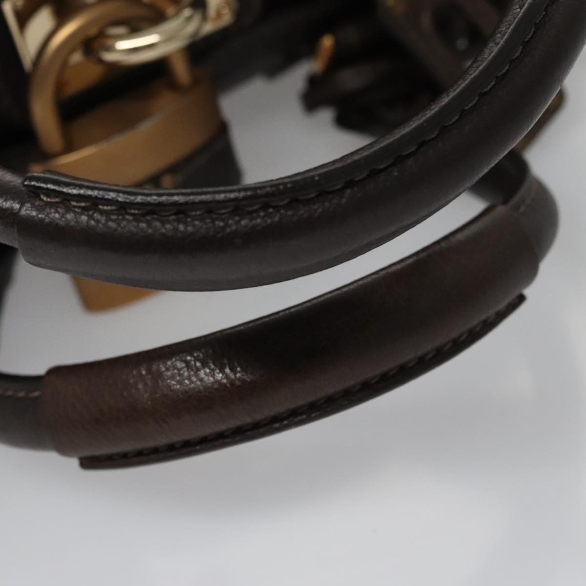 Chloe Paddington Mini Hand Bag Leather Dark Brown Gold Silver am7426