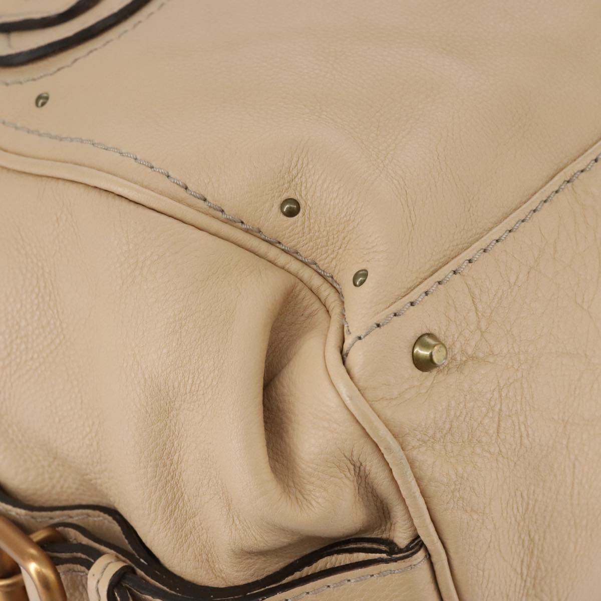 Chloe Paddington Hand Bag Leather Beige Silver am7427