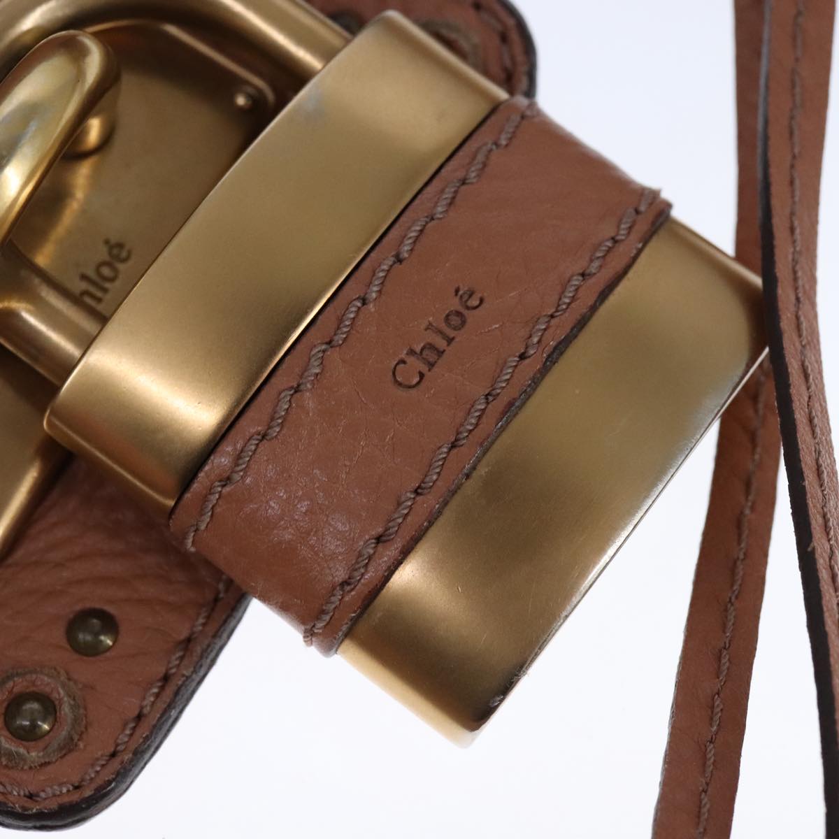 Chloe Paddington Shoulder Bag Leather Brown Gold Silver am7464