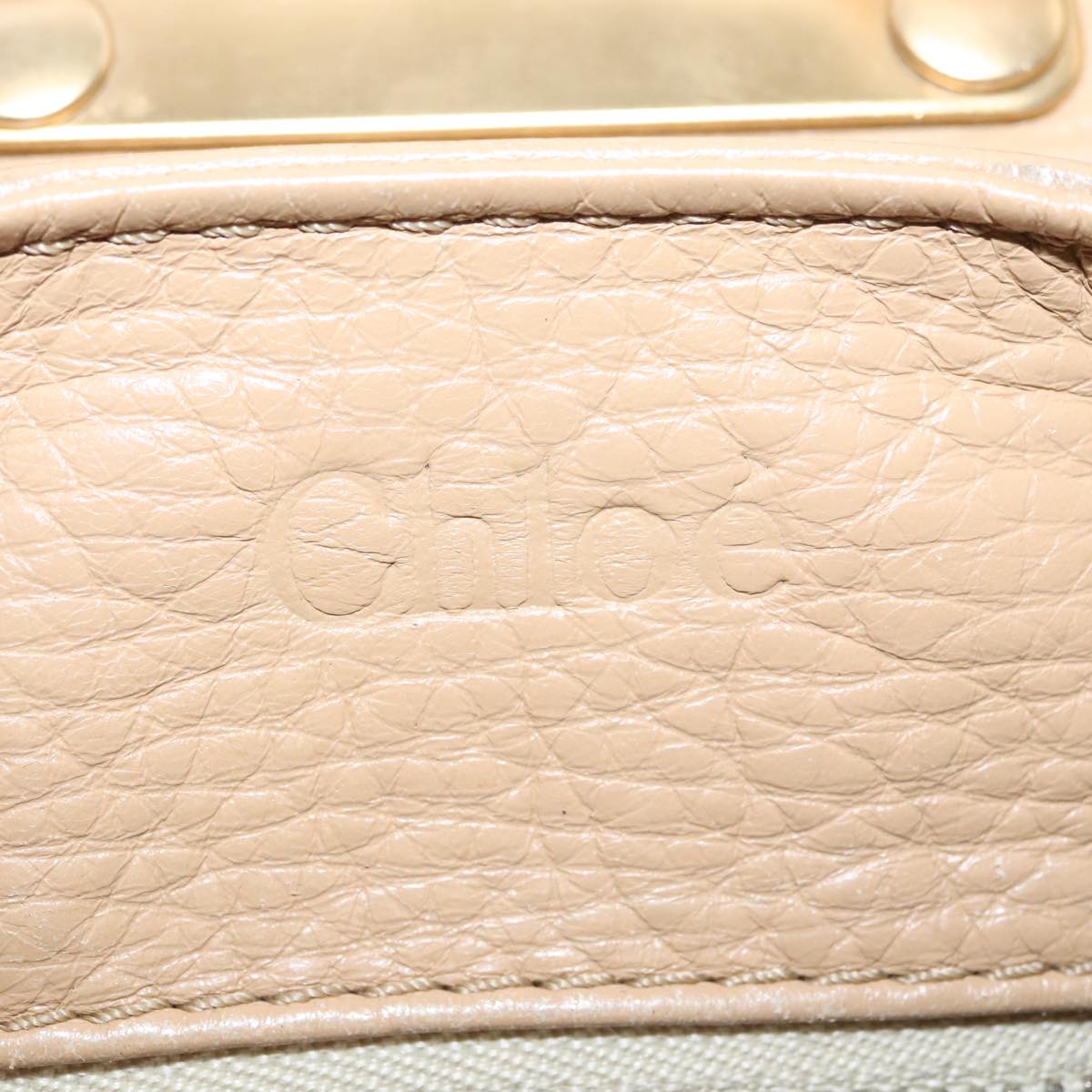 Chloe Paddington Hand Bag Leather Beige Gold Silver am7467