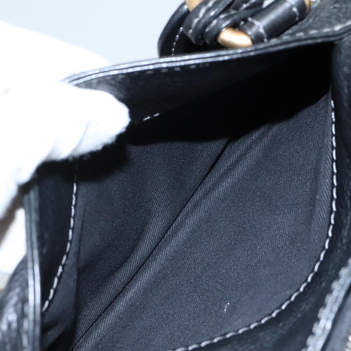 Chloe Paddington Hand Bag Leather Black Gold Silver am7480