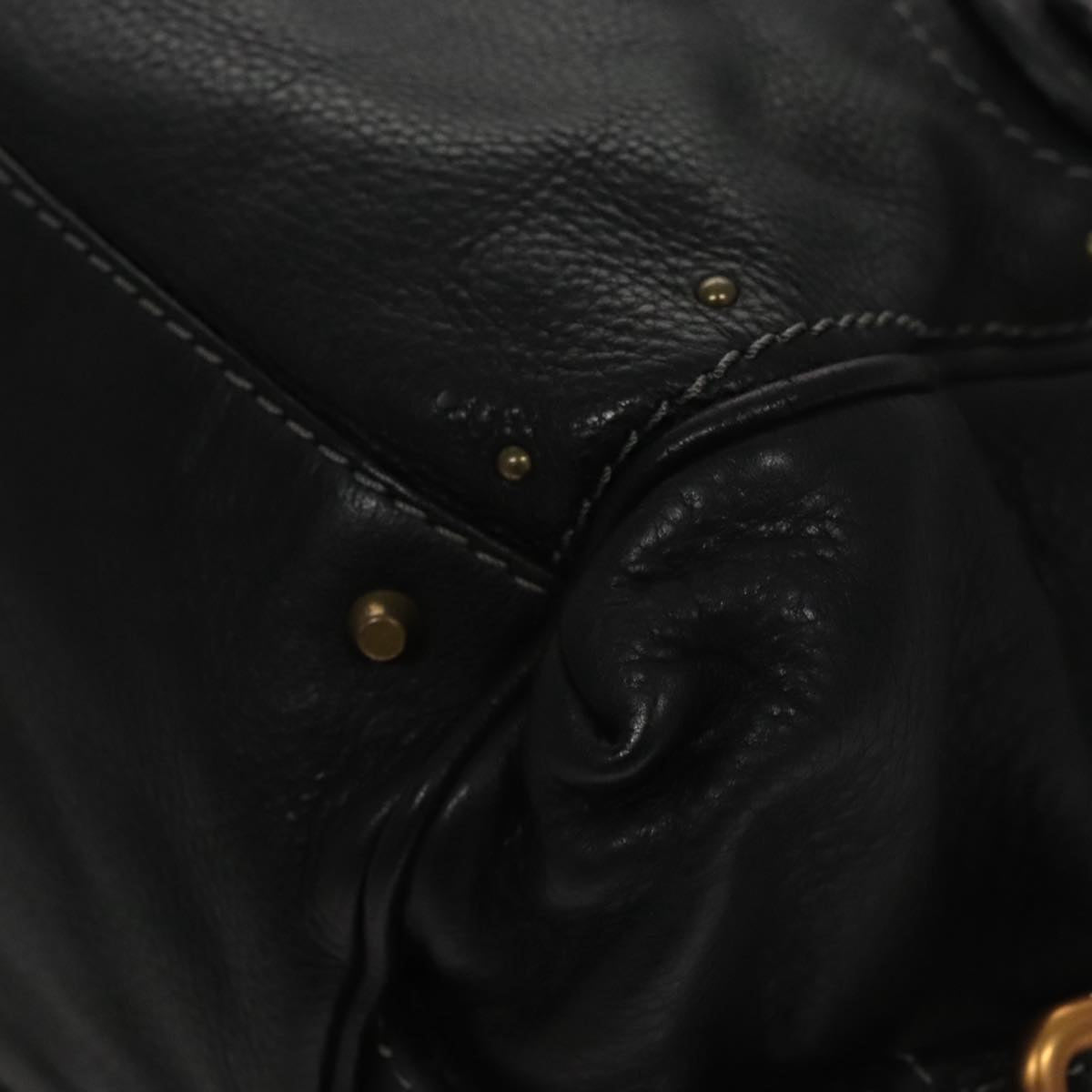 Chloe Paddington Shoulder Bag Leather Black Gold am7567