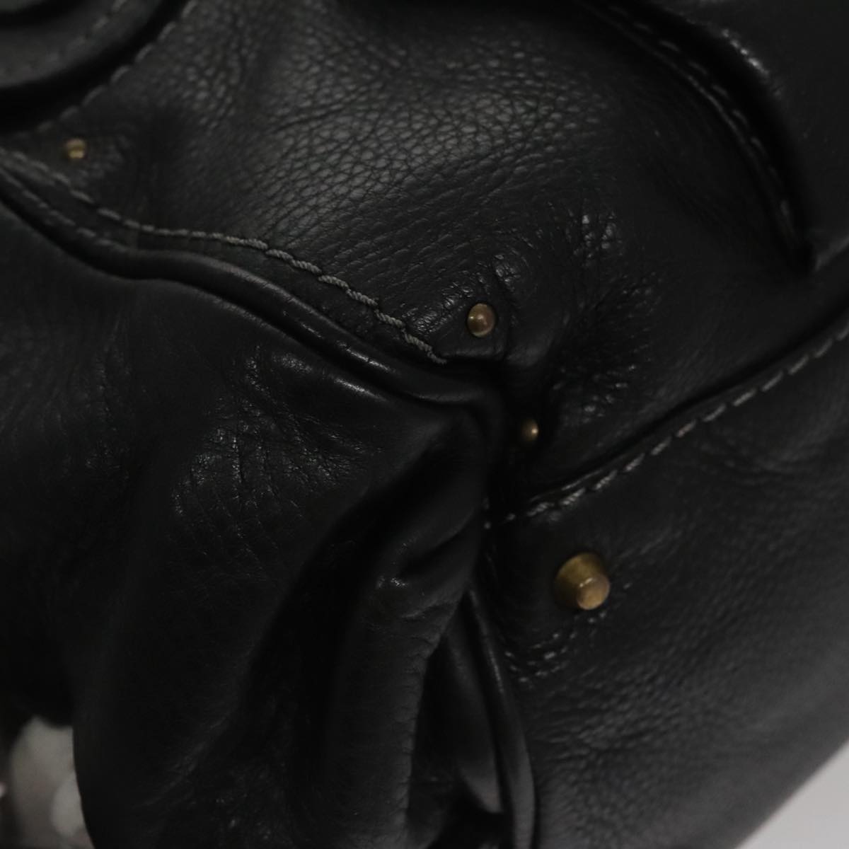 Chloe Paddington Shoulder Bag Leather Black Gold am7567
