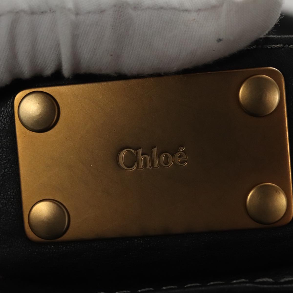 Chloe Paddington Shoulder Bag Leather Black Gold am7567