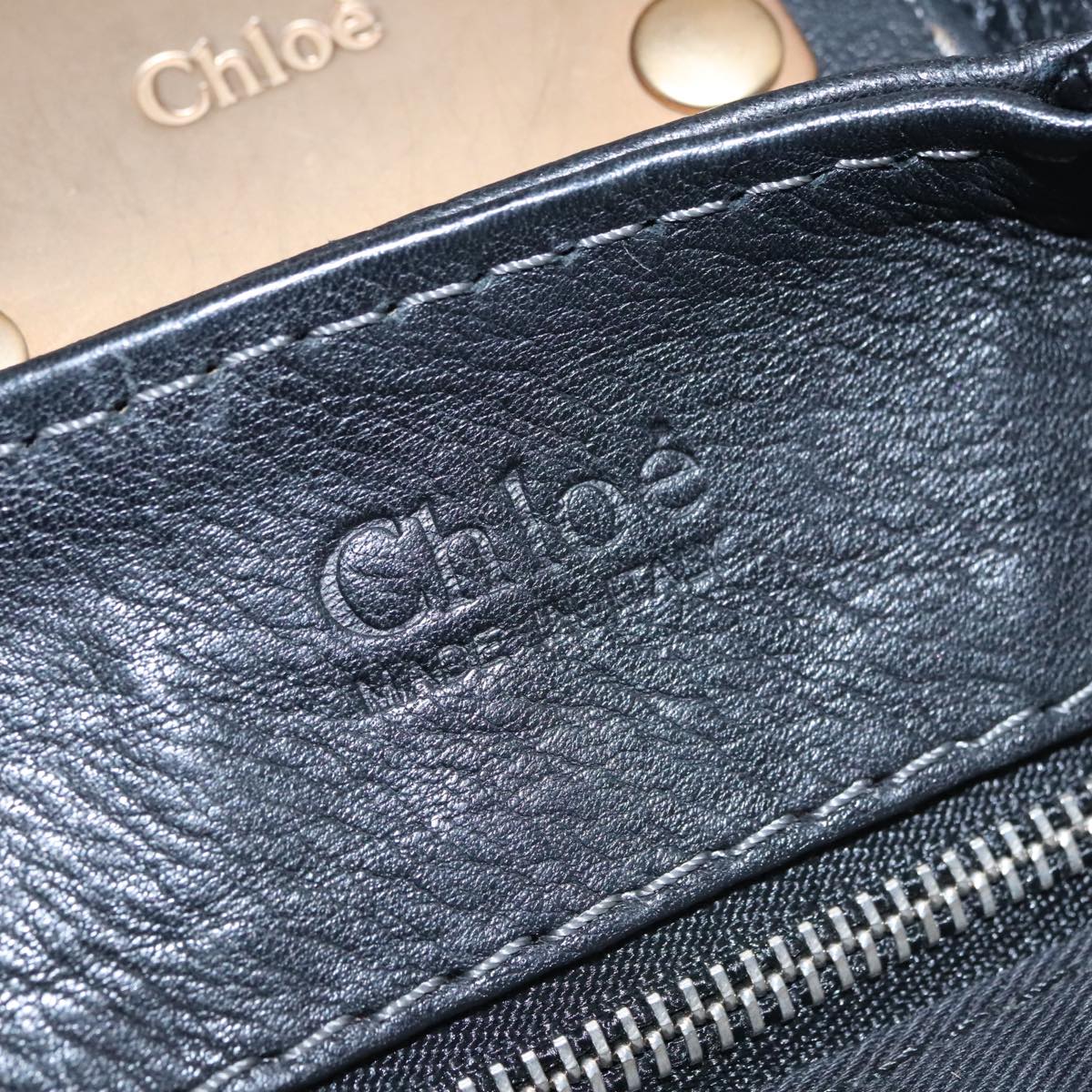 Chloe Paddington Shoulder Bag Leather Black Gold am7567