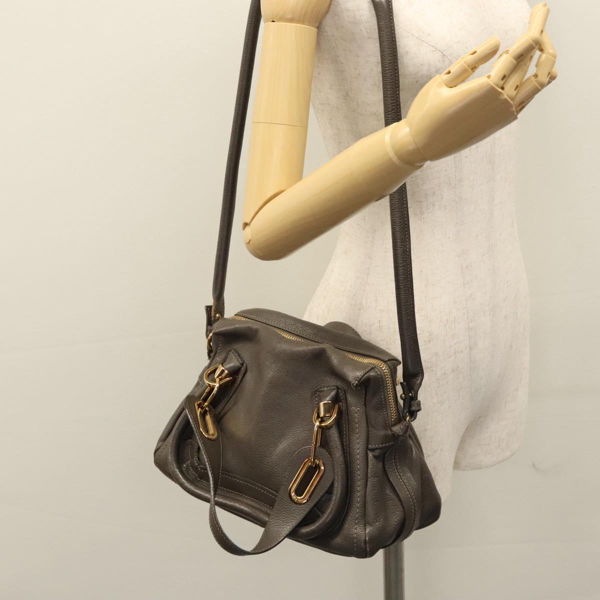 Chloe Paraty Hand Bag Leather 2way Gray am7621