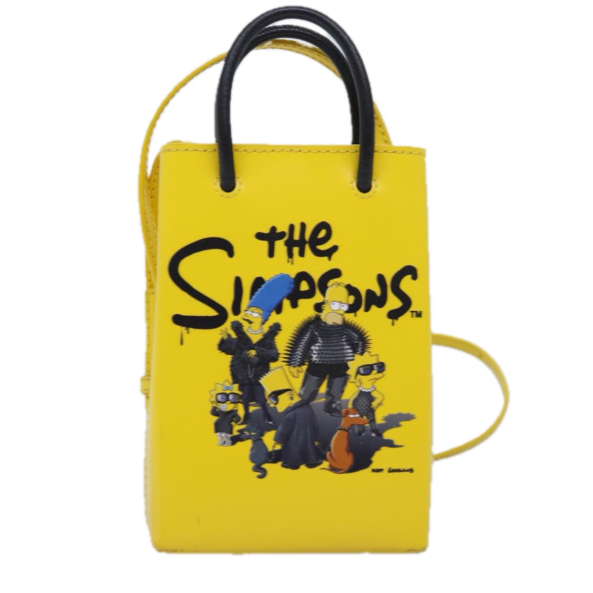 balenciaga Phone Folder The Simpsons Bag Leather 2way Yellow 593826 Auth ar11851