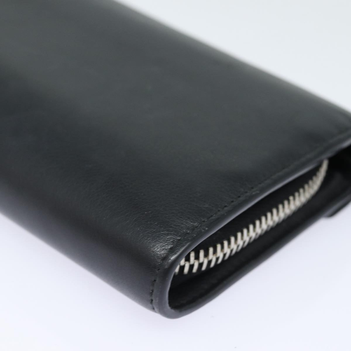 balenciaga Paper Manny Long Wallet Leather Black Silver 371661 Auth ar12342