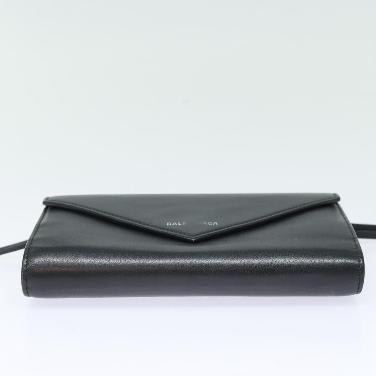 balenciaga Paper Manny Long Wallet Leather Black Silver 371661 Auth ar12342