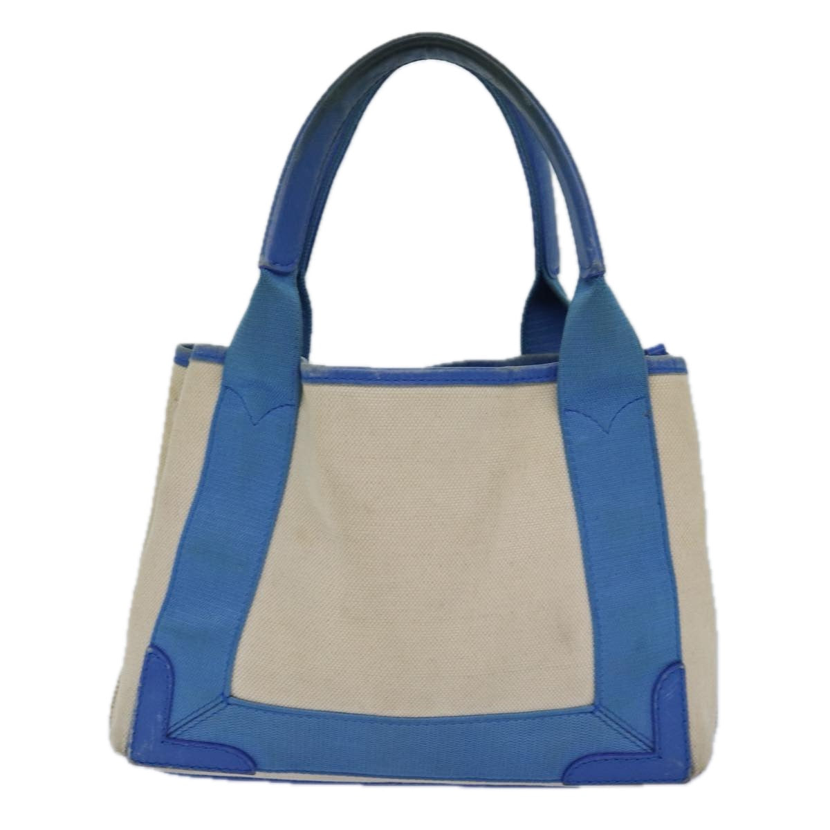 balenciaga Navy Kabas XS Bag Canvas Leather 2way Blue Silver 390346 Auth ar12352
