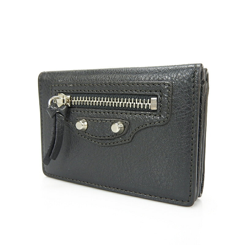 balenciaga Leather Tri-fold Wallet Gray