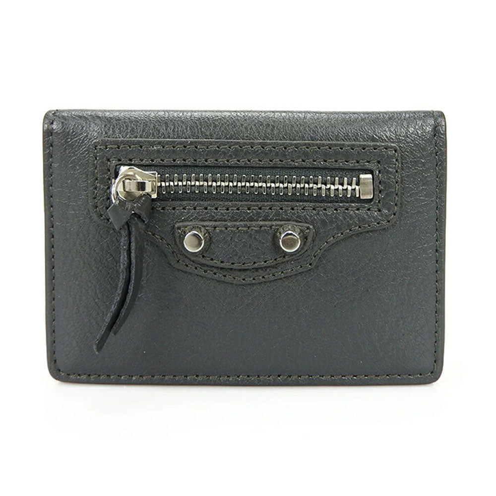 balenciaga Leather Tri-fold Wallet Gray