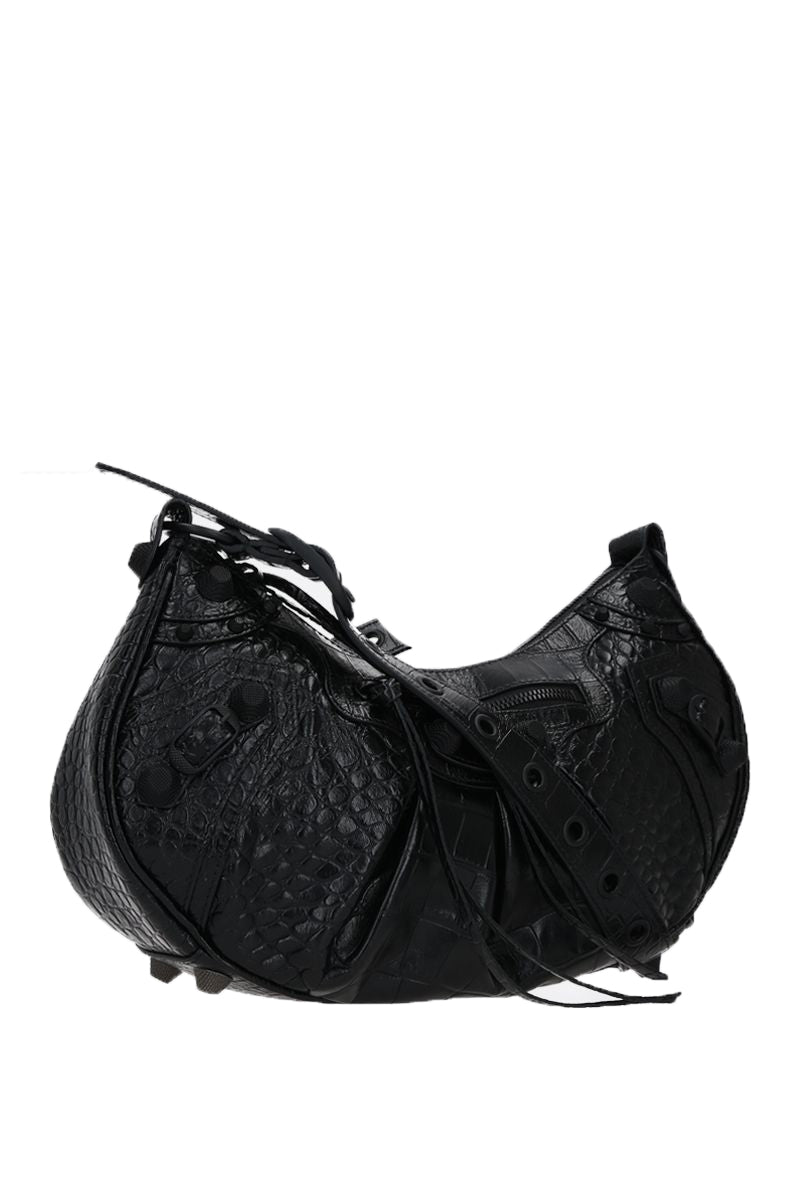 balenciaga Le Cagole S in Croc Embossed Leather