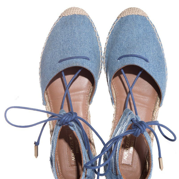 Aquazzura Denim Lace Up Espadrille SZ 37