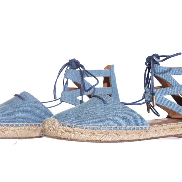 Aquazzura Denim Lace Up Espadrille SZ 37