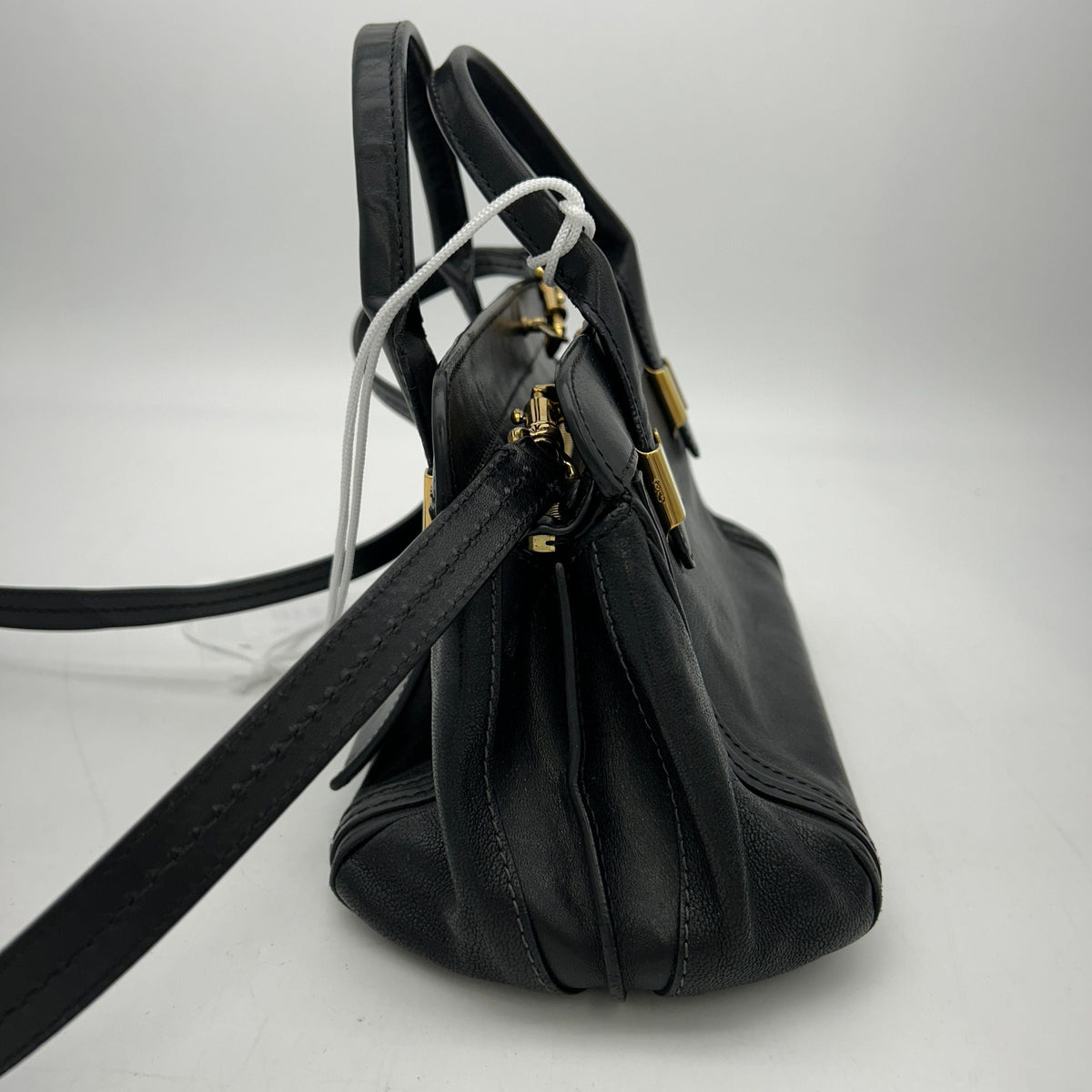 Chloe Calfskin Goatskin Medium Alice Satchel Black LA6971