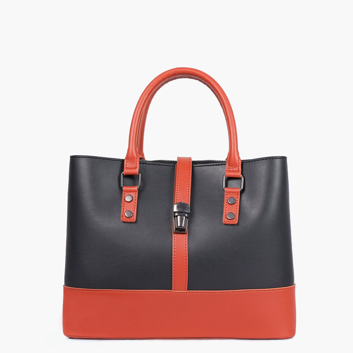 Black and rust multi-compartment shoulder bag