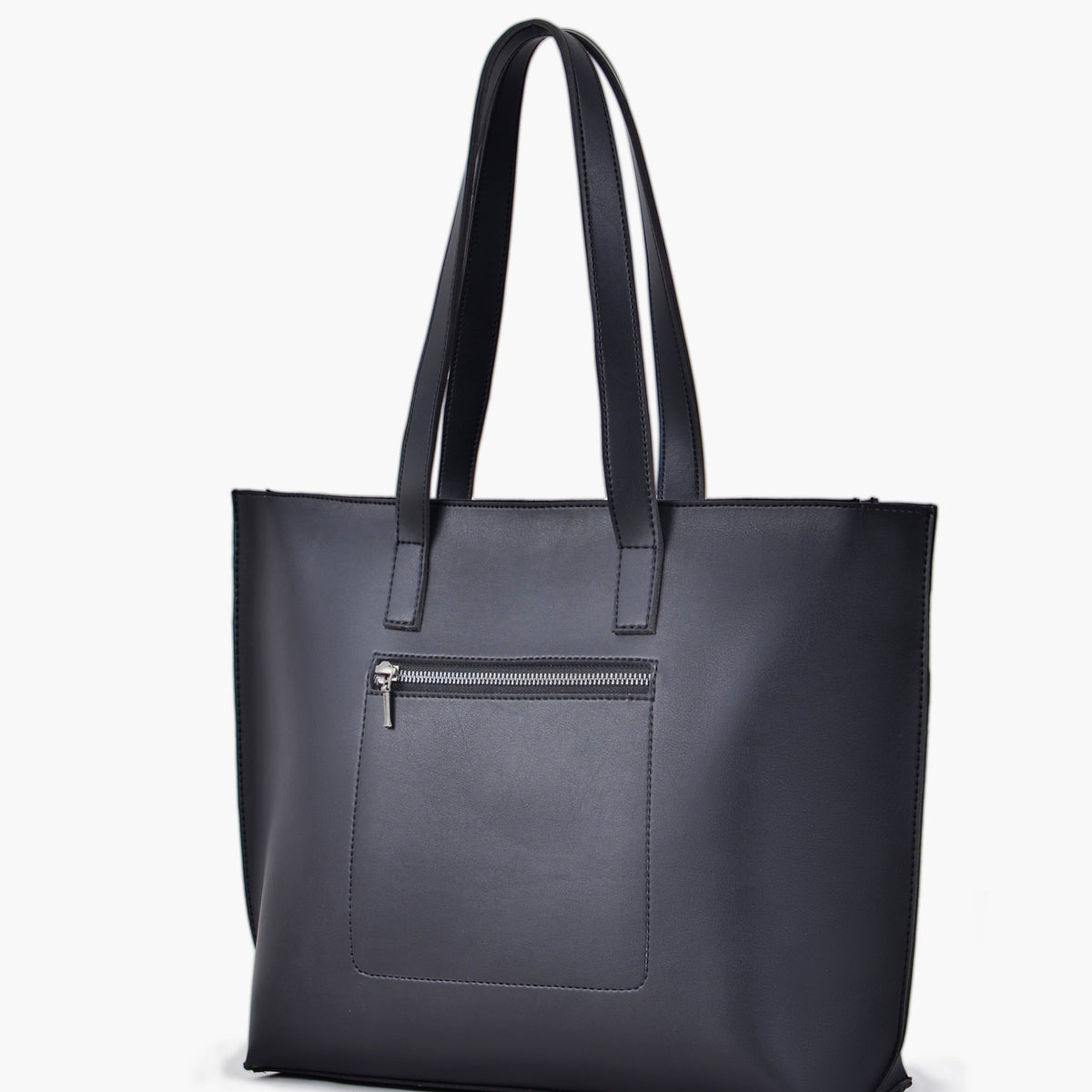 Black long handle tote bag