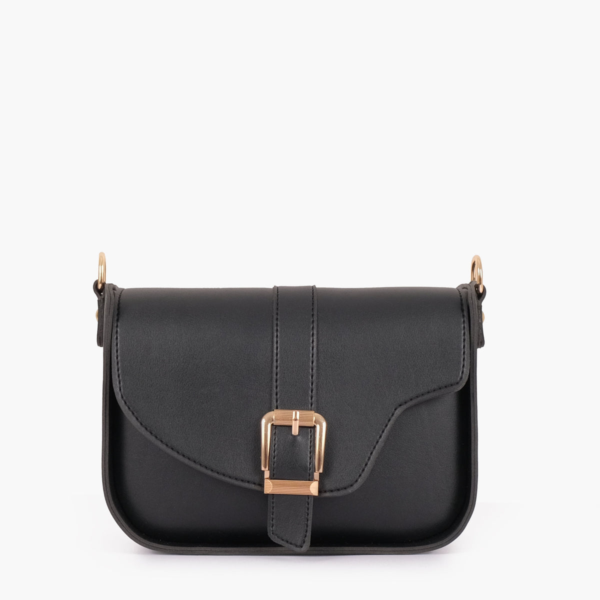 Black saddle buckle bag