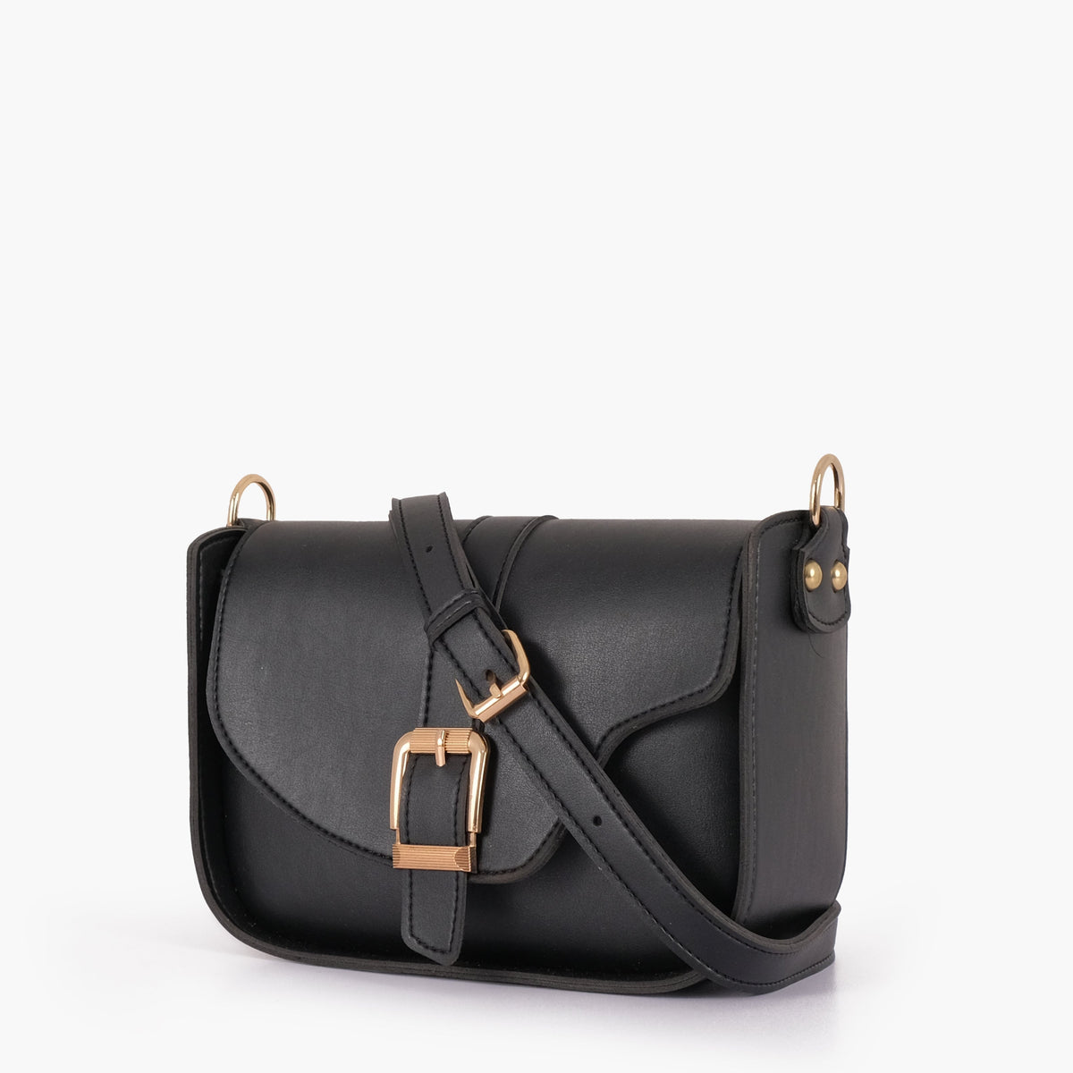 Black saddle buckle bag