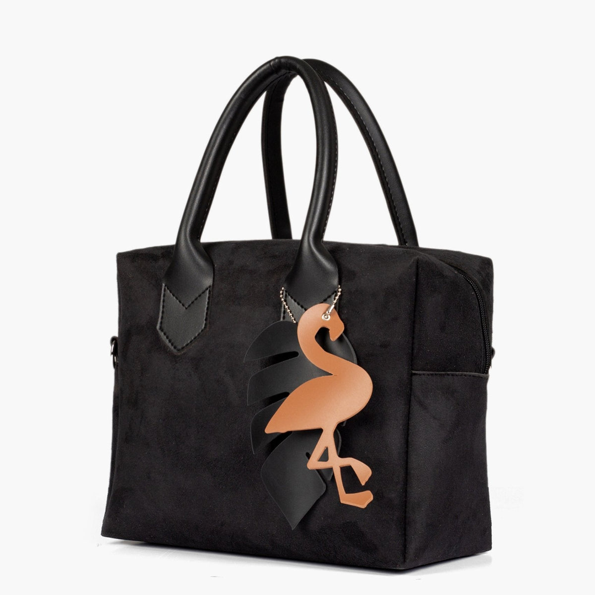 Black suede mini bowling bag