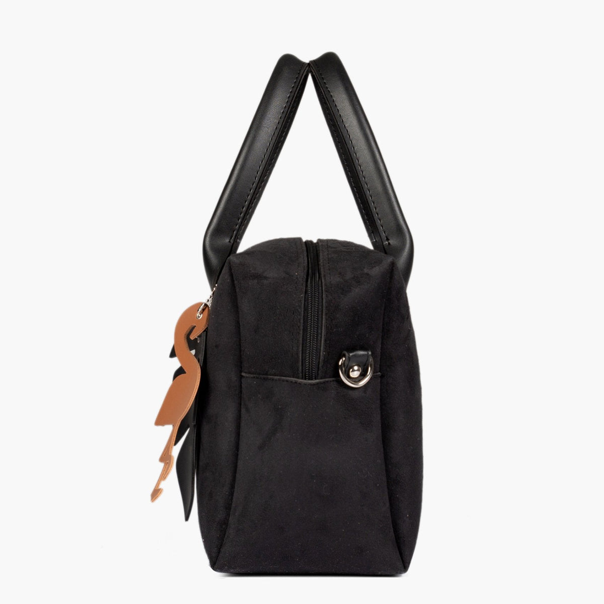 Black suede mini bowling bag