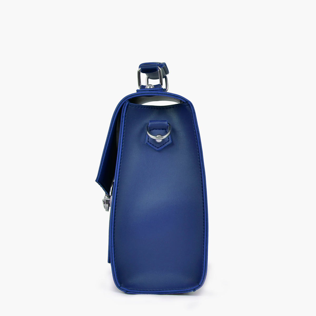 Blue push-lock messenger bag