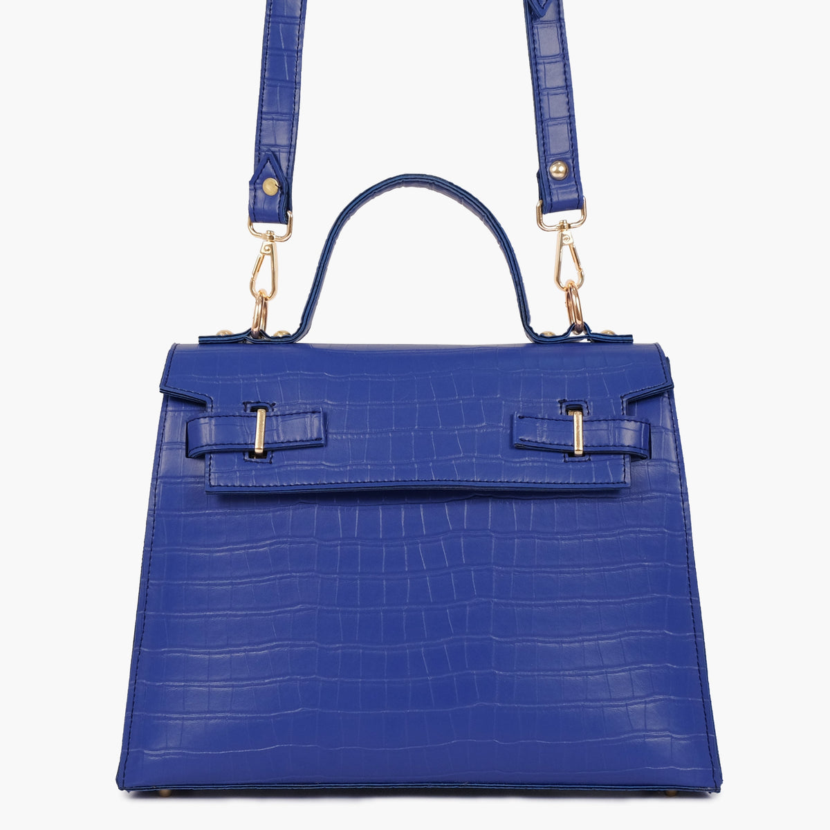 Blue top-handle crocodile mini bag