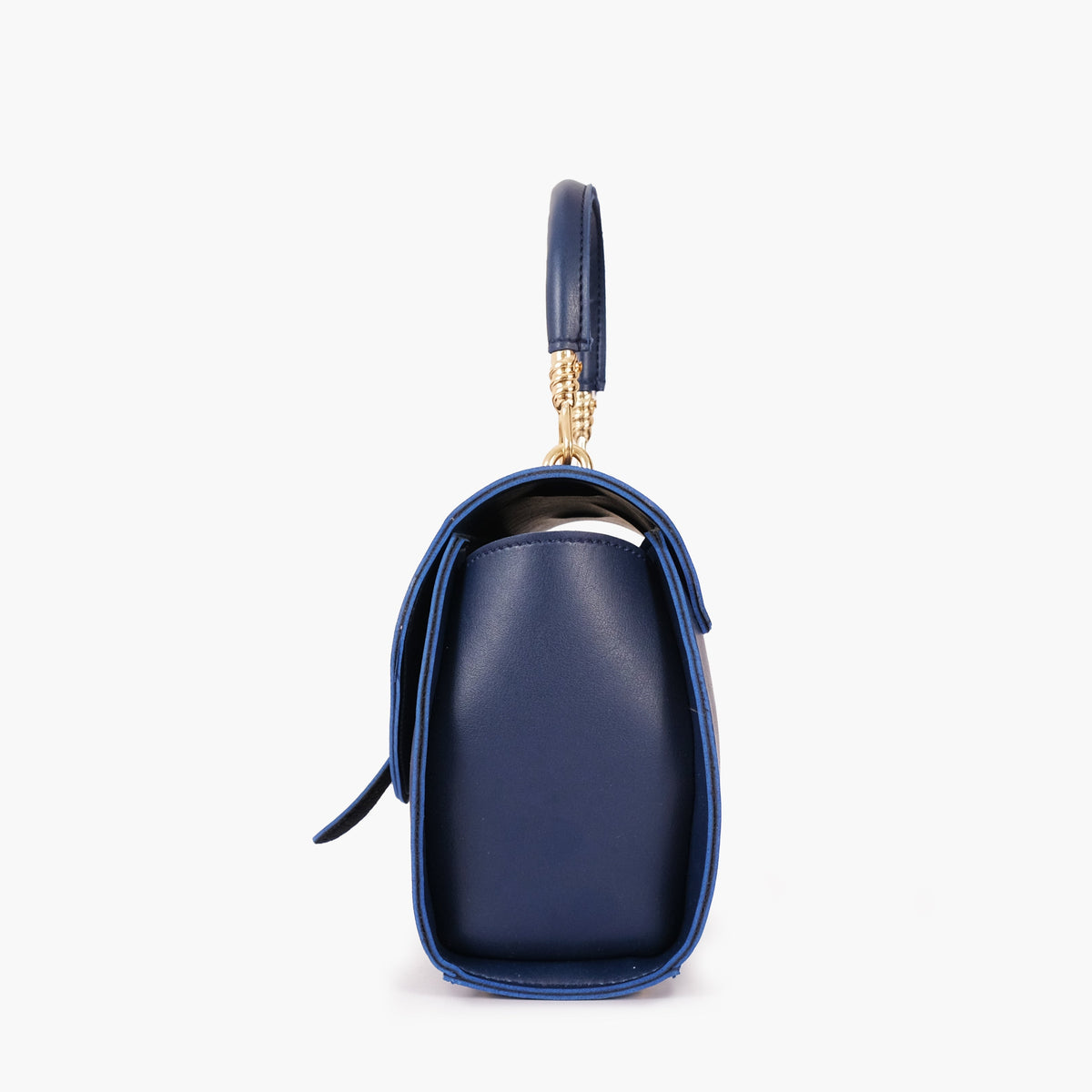 Blue top-handle hexagon bag