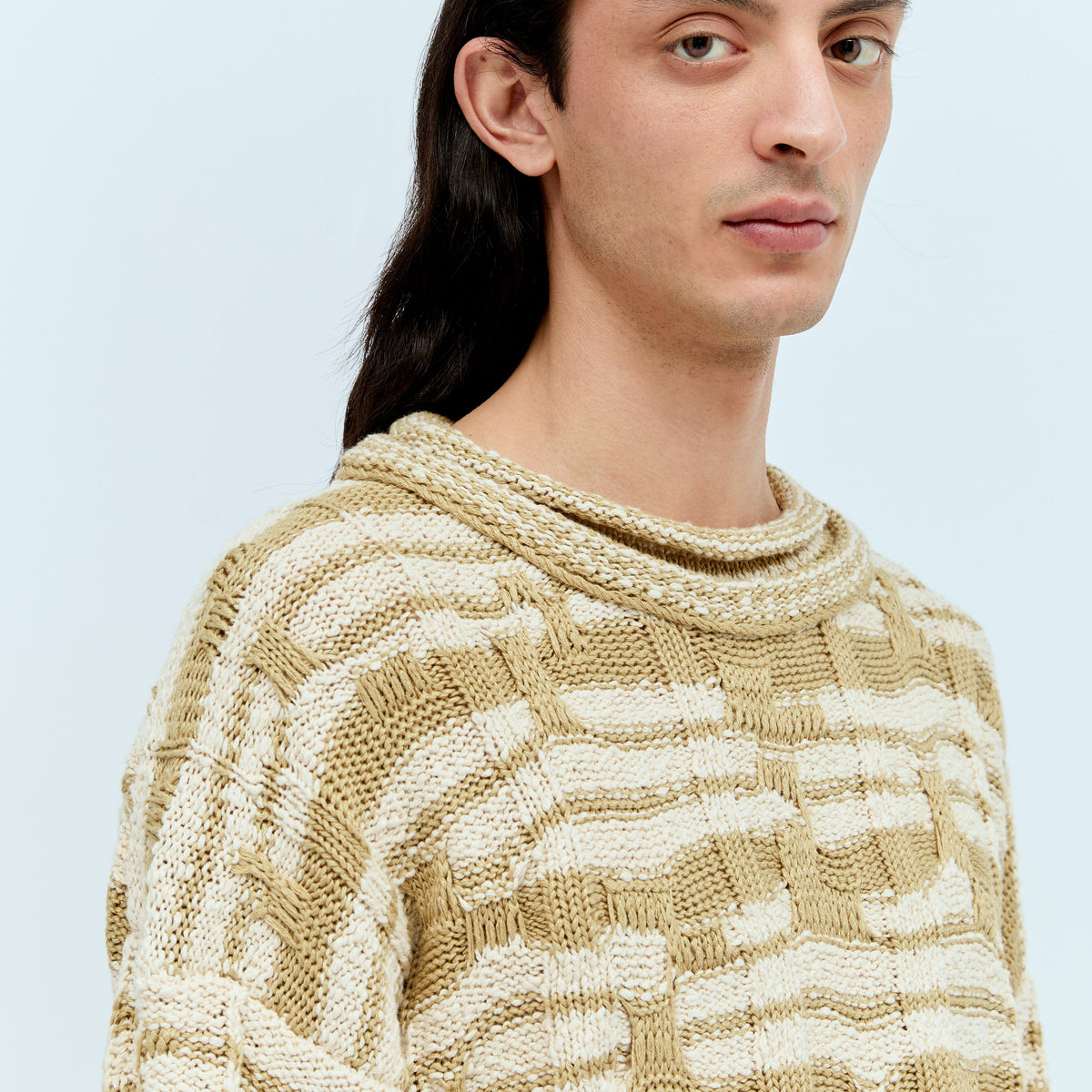 Bottega Veneta Men Distorted Stripe Knit Sweater