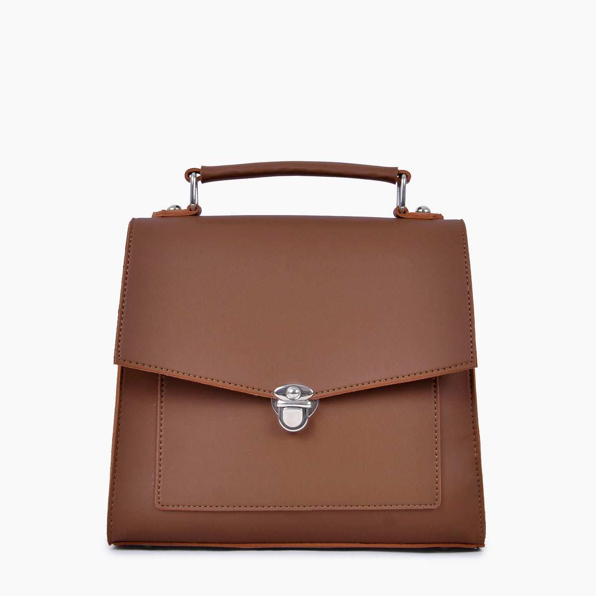 Brown push-lock messenger bag