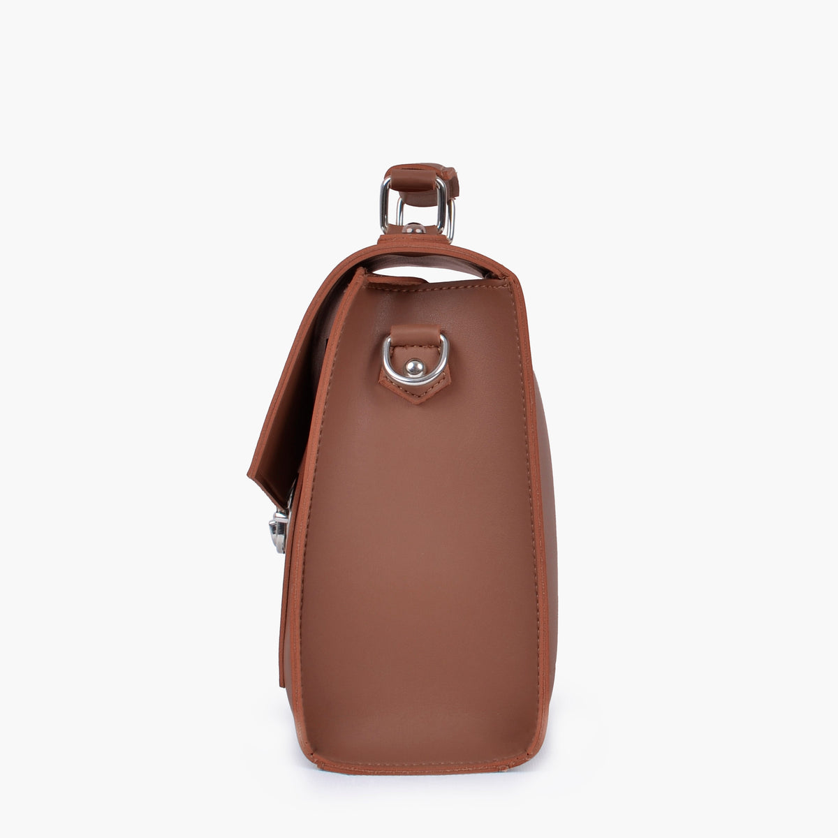 Brown push-lock messenger bag