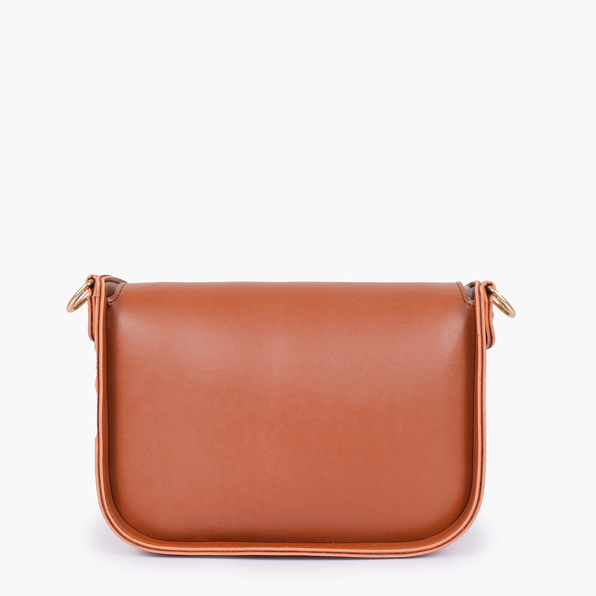 Brown saddle bag with twist lock