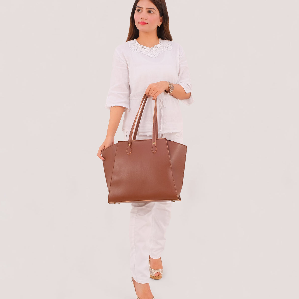 Brown classic tote bag