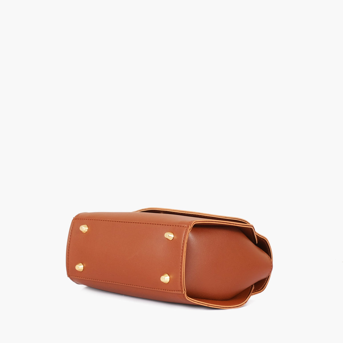 Brown top-handle hexagon bag