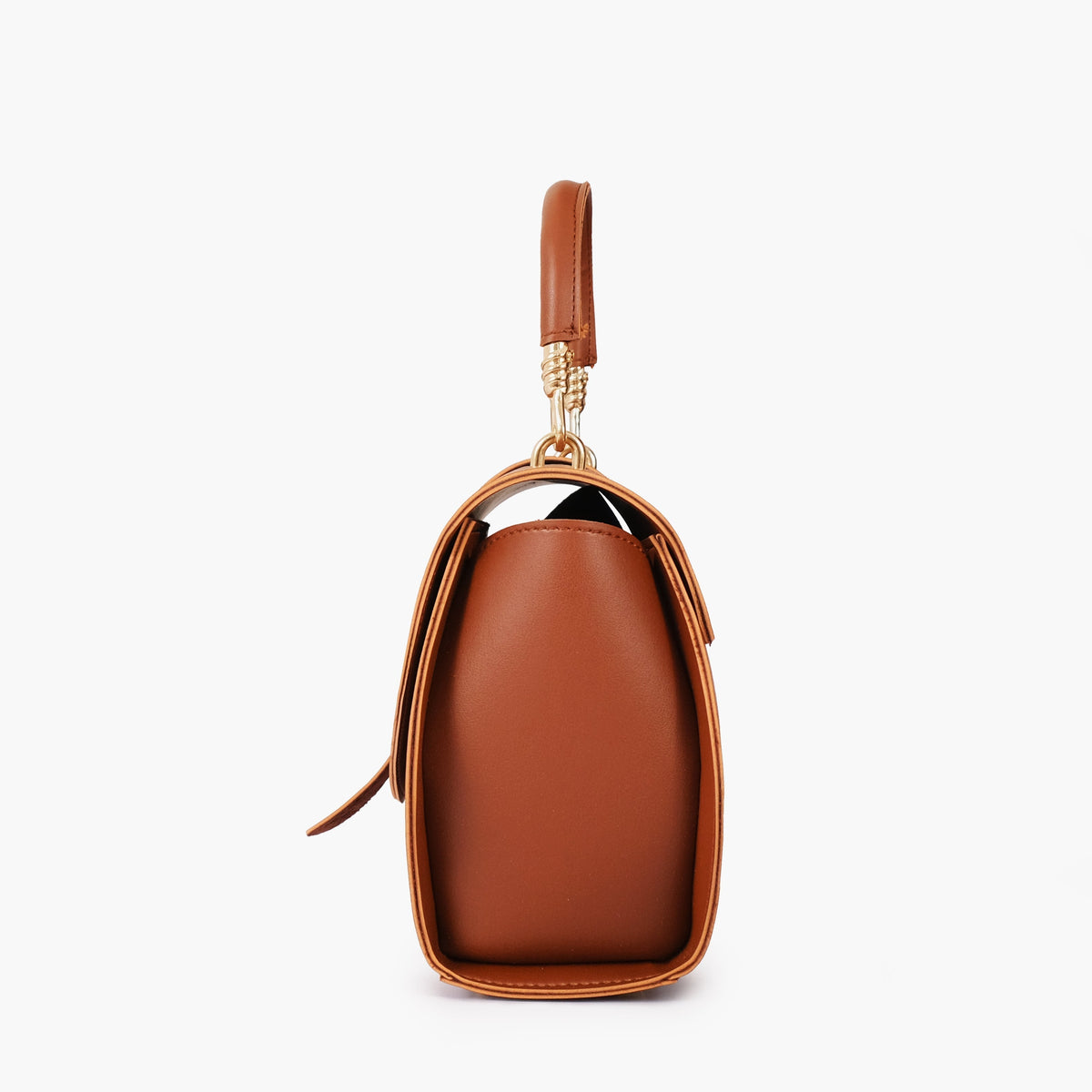 Brown top-handle hexagon bag